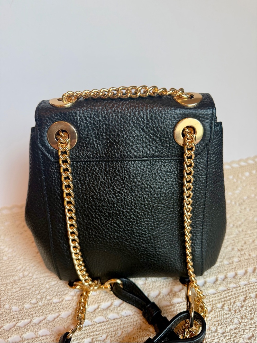 Coach Mini Convertible Backpack Black Pebble Leather Gold Chain C4223 - Picture 7 of 14